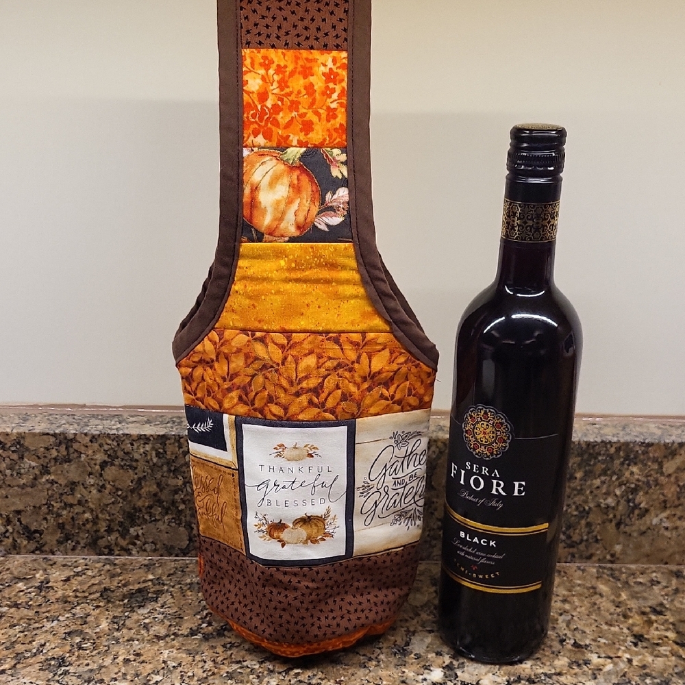 Quilted Patchwork Wine Bottle Holder
